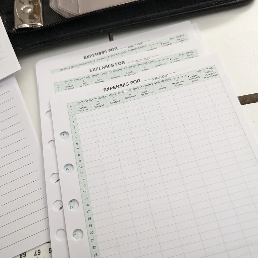 Vtg Black Leather At A Glance Planner Organizer 7 Rings 8.5